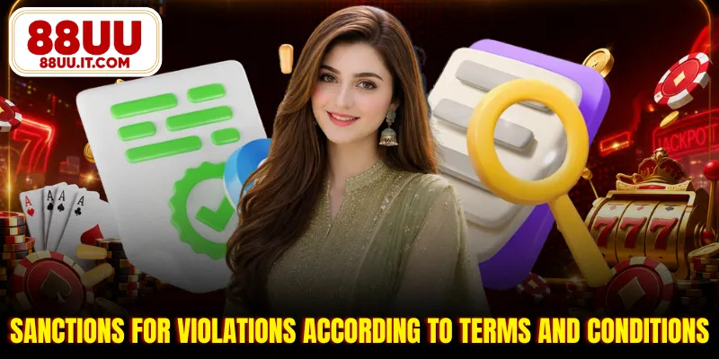 Sanctions for violations according to terms and conditions